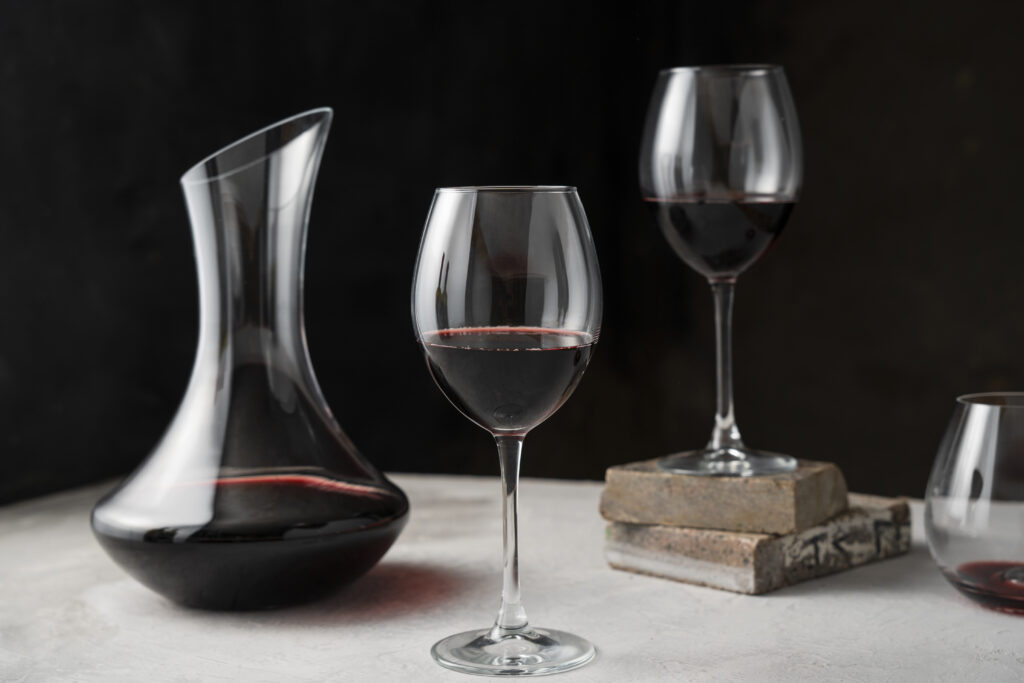 decanter glass with wine