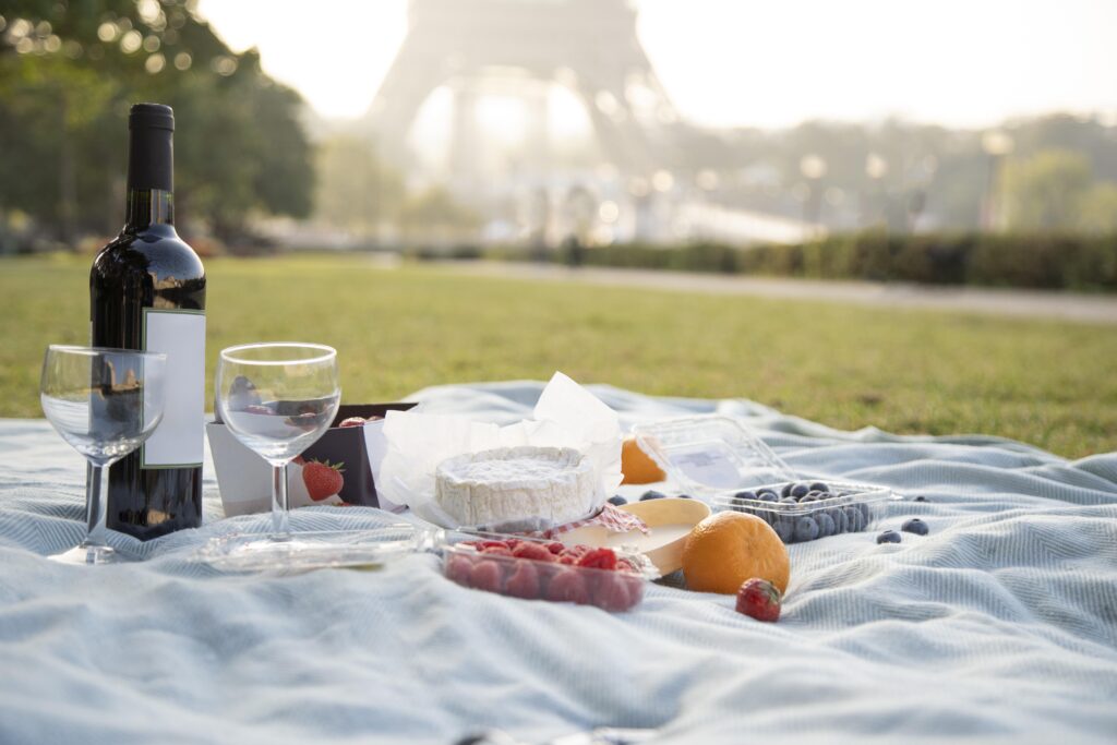 close up picnic near eiffel tower 1