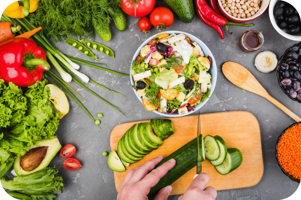 Sabores da primavera 1 composicao plana leiga de vegetais saudaveis modified