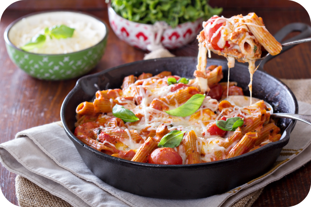 pasta bake with penne tomatoes mozarella modified